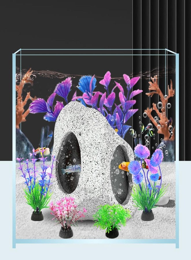 GOFYLIN Fish Tank Decorations Set, Aquarium Decor Hideaway Rock Cave x 1pc, Decor Accessories Aquatic Plants x 6pcs. - Image 5
